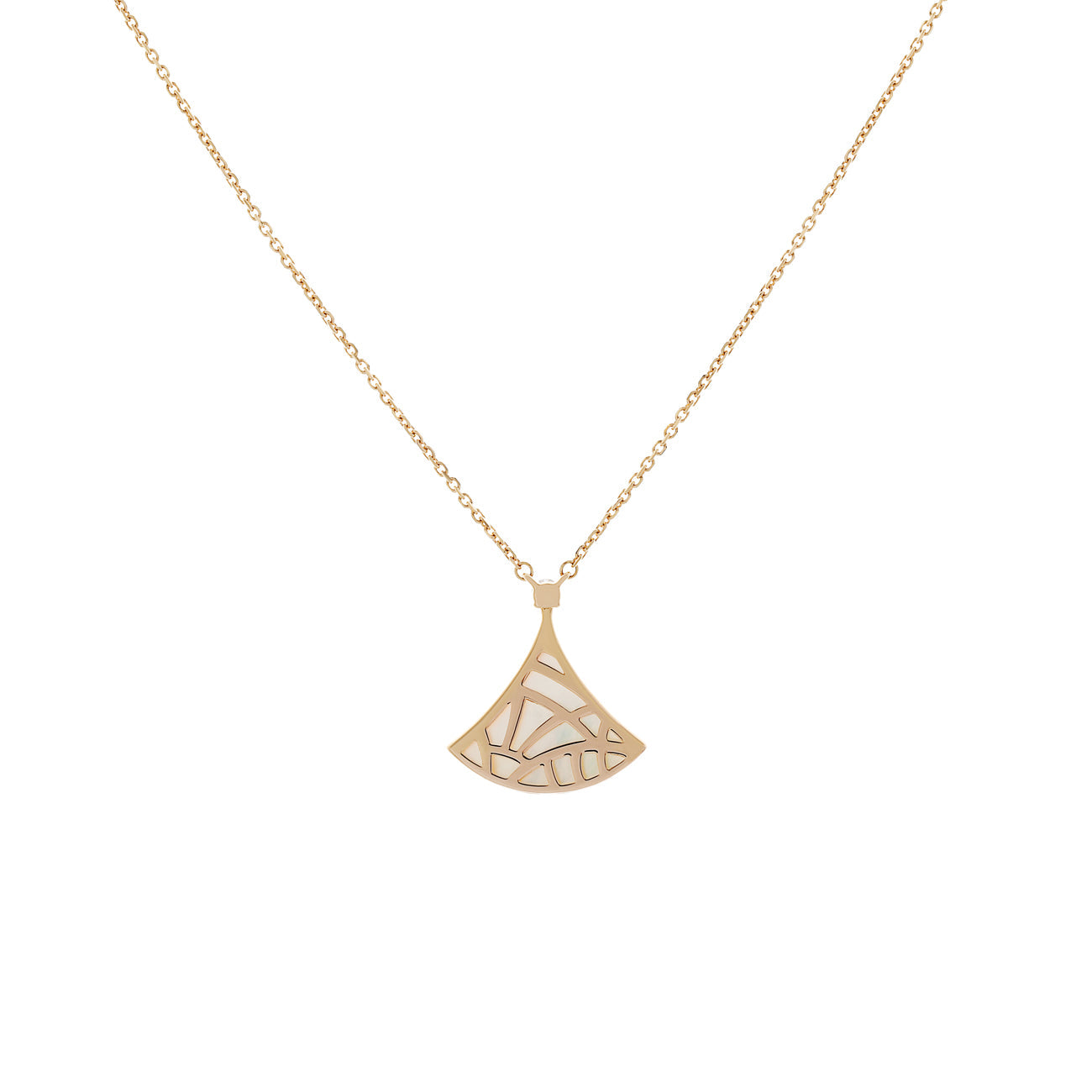 Exclusive Bulgari 18K Rose Gold Mother of Pearl Diamond Divas’ Dream Necklace — Side View
