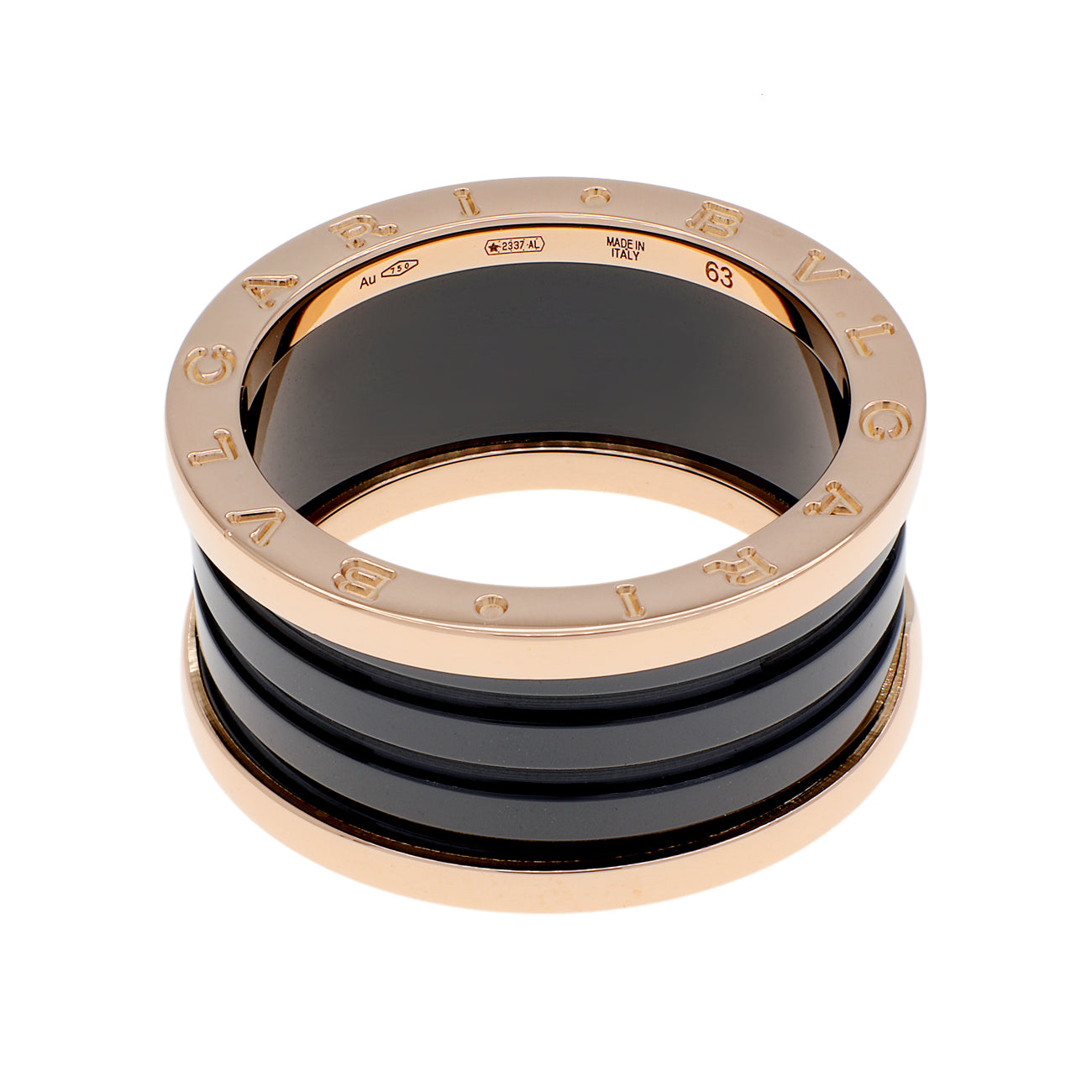 Exclusive Bulgari 18K Rose Gold Ceramic B.Zero1 Four-Band Ring — Front View