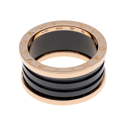 Exclusive Bulgari 18K Rose Gold Ceramic B.Zero1 Four-Band Ring — Front View
