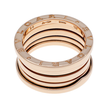 Exclusive Bulgari 18K Rose Gold B.Zero1 Four Band Ring — Front View