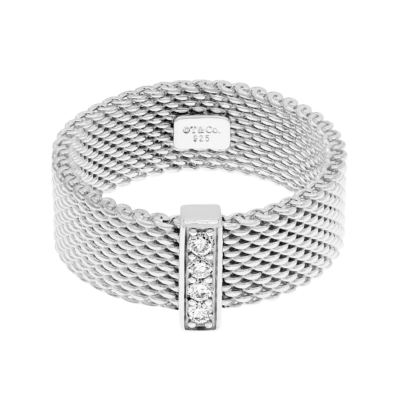 Exclusive Tiffany & Co. Sterling Silver Diamond Somerset Ring — Front View