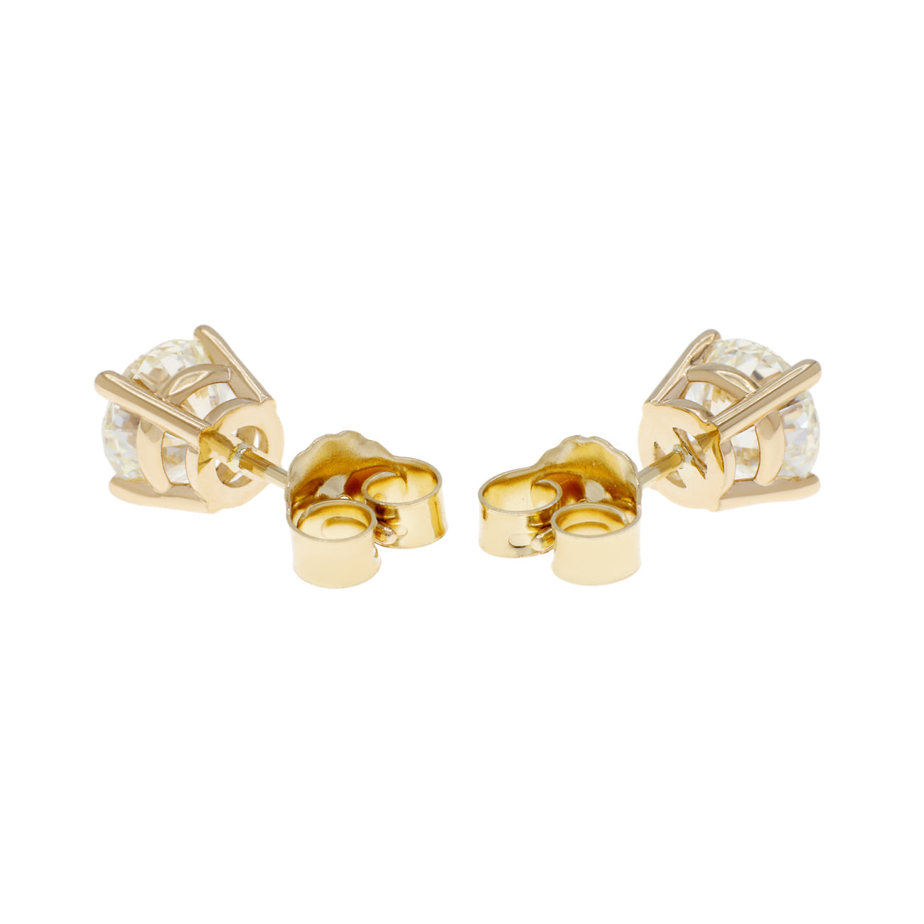 Exclusive 14K Yellow Gold 2.12 Carat Diamond Stud Earrings — Side View