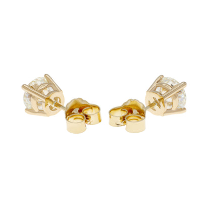 Exclusive 14K Yellow Gold 2.12 Carat Diamond Stud Earrings — Side View