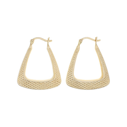 Exclusive 14K Yellow Gold Rectangular Hoop Earrings — Front View