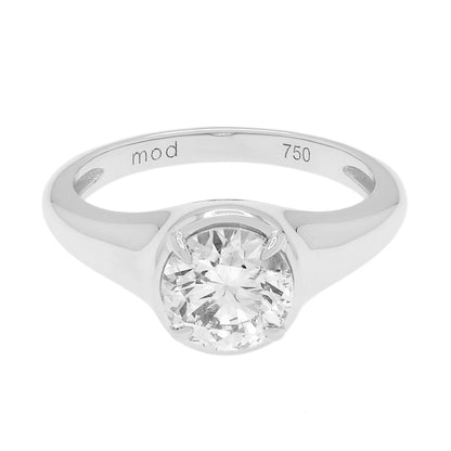 Exclusive 18K White Gold 1.17 Carat Diamond Illusion Solitaire Ring — 3.75 — Front View