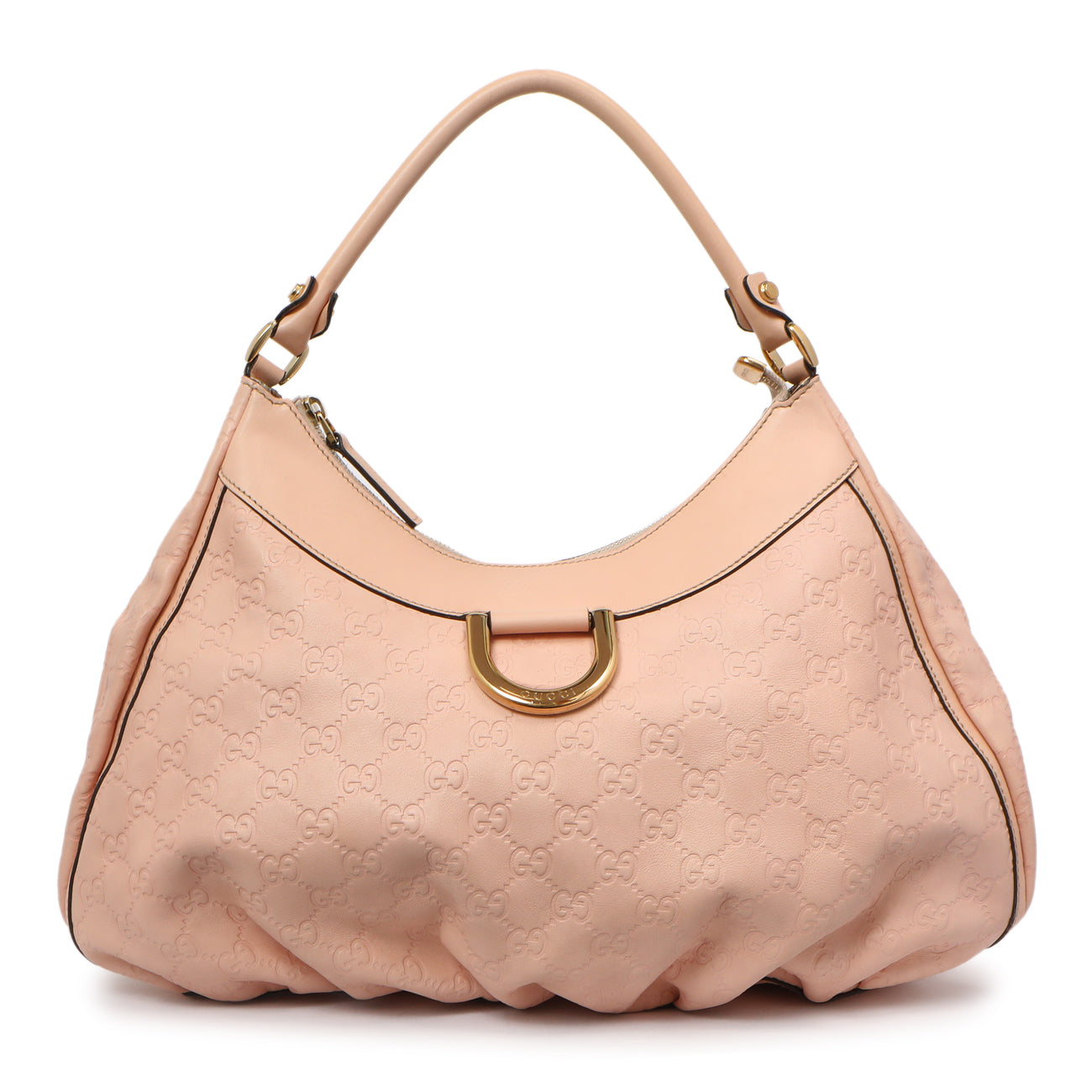 Exclusive Gucci Pink Guccissima Large D Ring Hobo — Front View