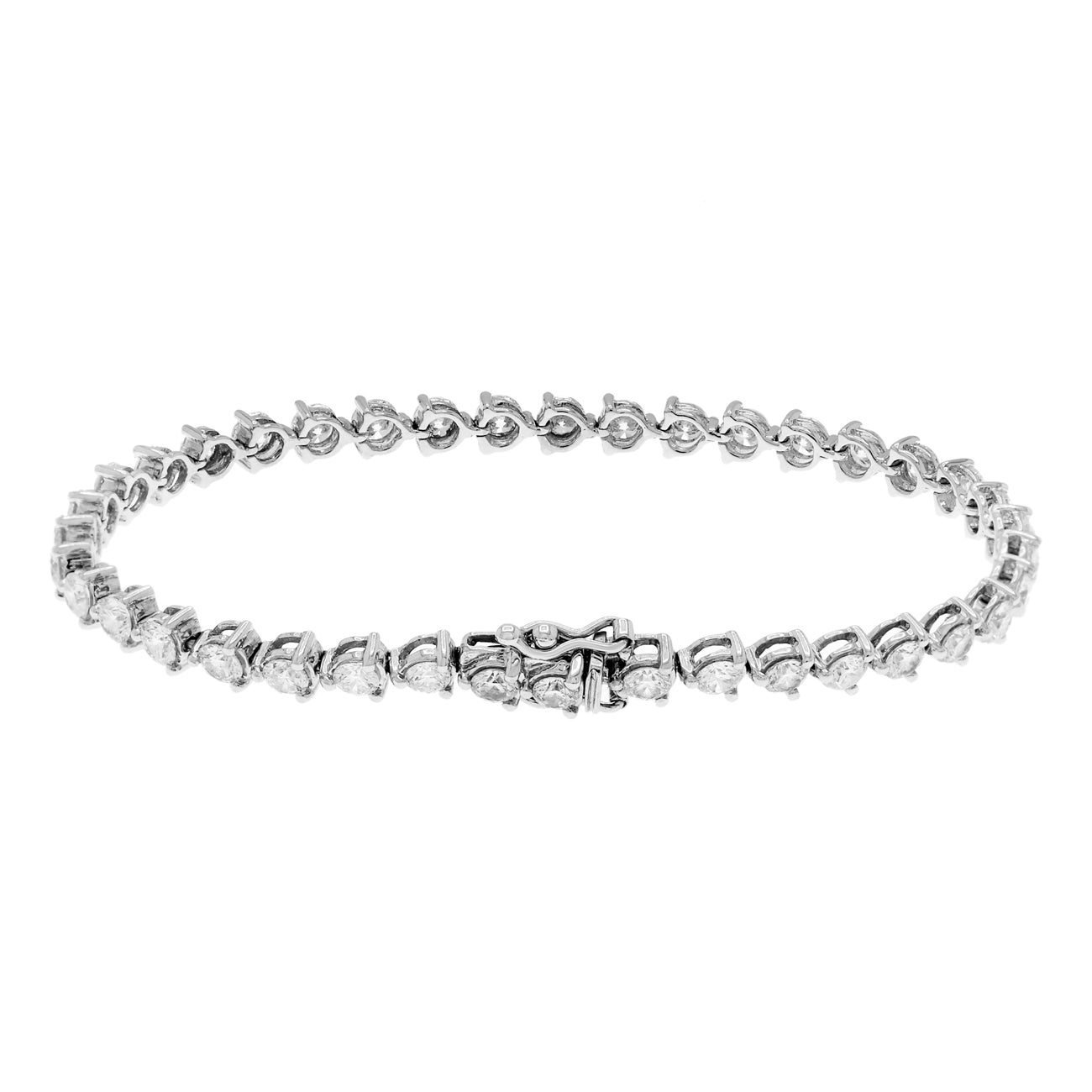 Exclusive 18K White Gold 4.62 Carat Tennis Bracelet — Side View