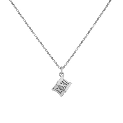 Exclusive Tiffany & Co. Sterling Silver Atlas Cube Pendant Necklace — Front View