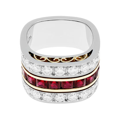 Exclusive 19K Montecristo 1.68 Carat Ruby Diamond Band Ring — Front View
