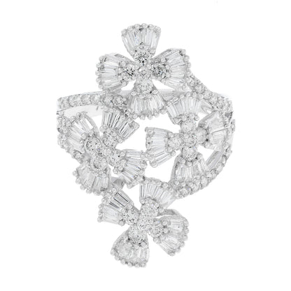 Exclusive 18K White Gold 1.22 Carat Quatrefoil Diamond Cluster Ring — 5.25 — Front View