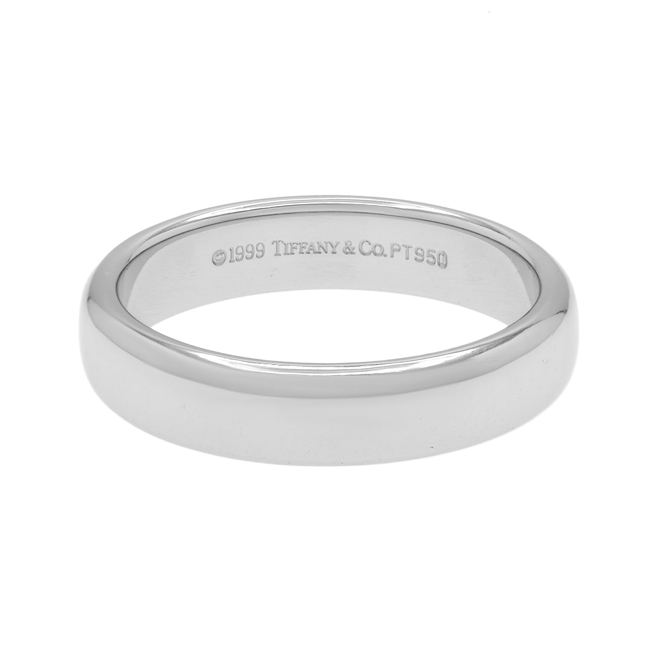 Exclusive Tiffany & Co. Platinum 4.5mm Wedding Band Ring — Front View
