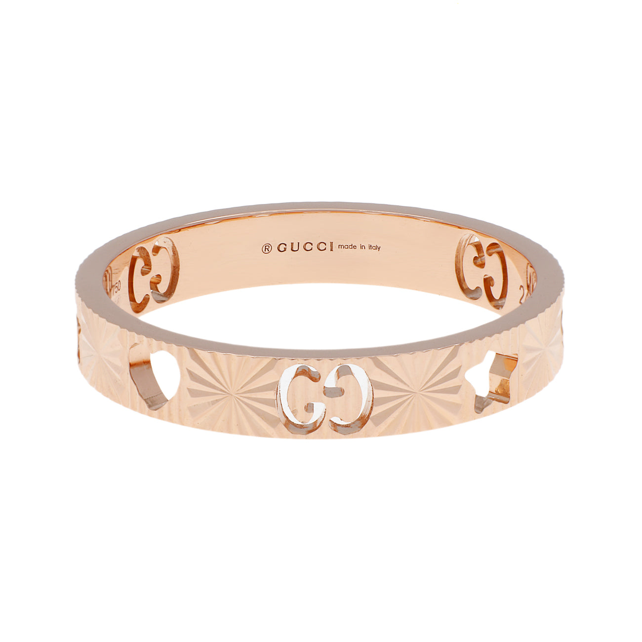 Exclusive Gucci 18K Rose Gold Icon Heart Band Ring — Front View