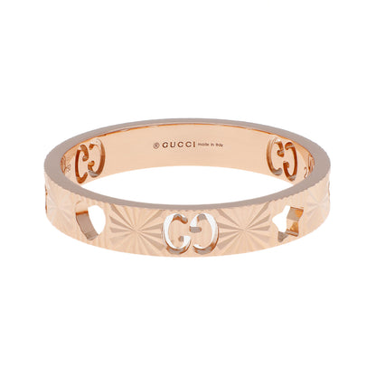 Exclusive Gucci 18K Rose Gold Icon Heart Band Ring — Front View