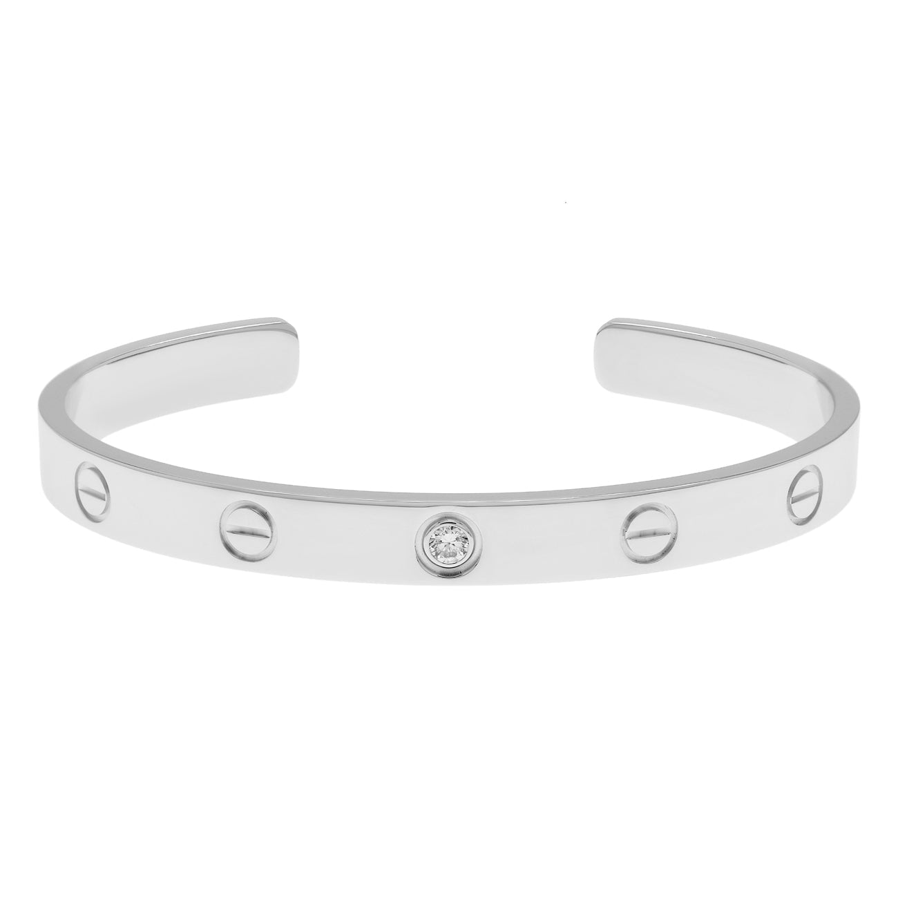 Exclusive Cartier 18K White Gold Diamond Love Bracelet — Front View