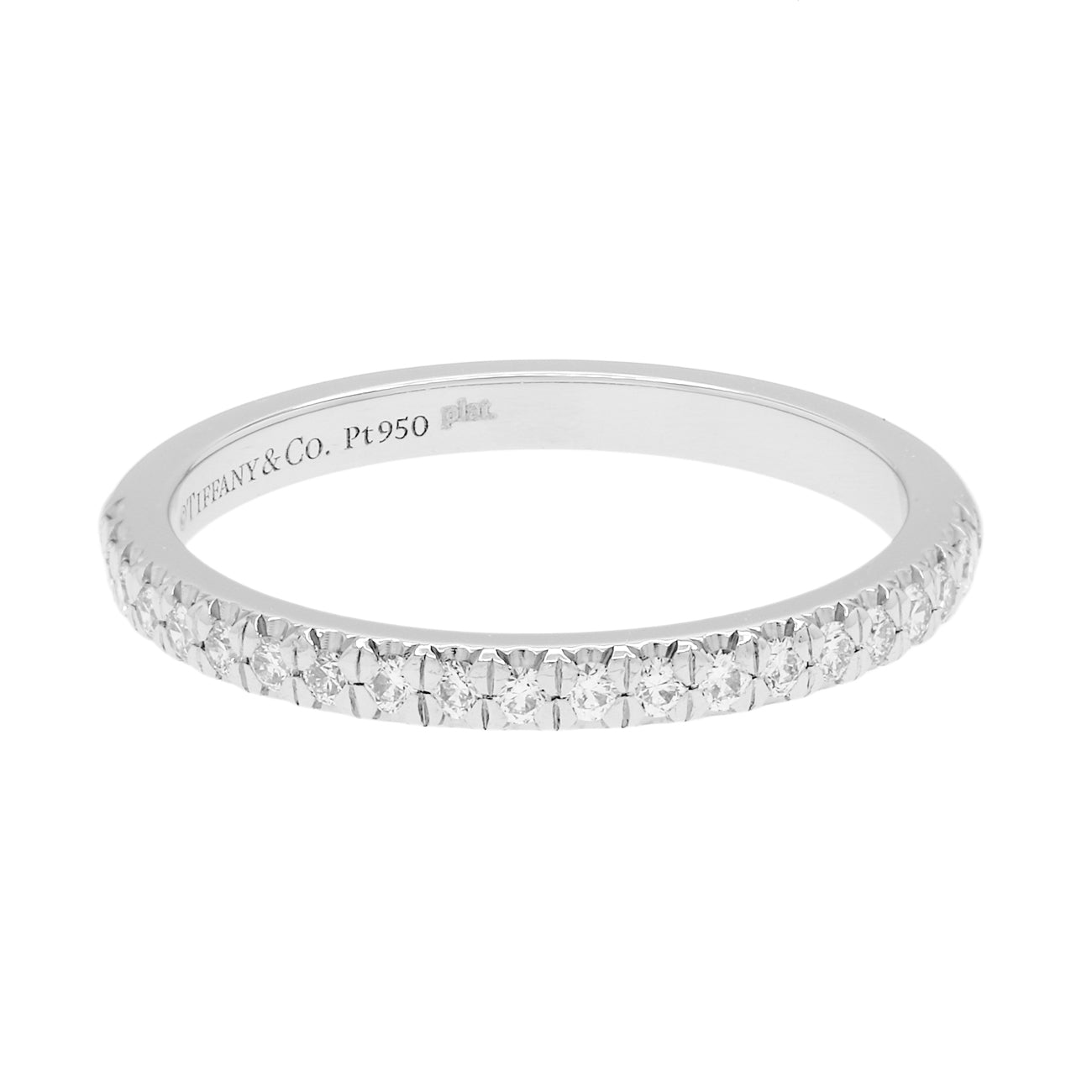 Exclusive Tiffany & Co. Platinum Diamond Soleste Half Eternity Ring — Front View