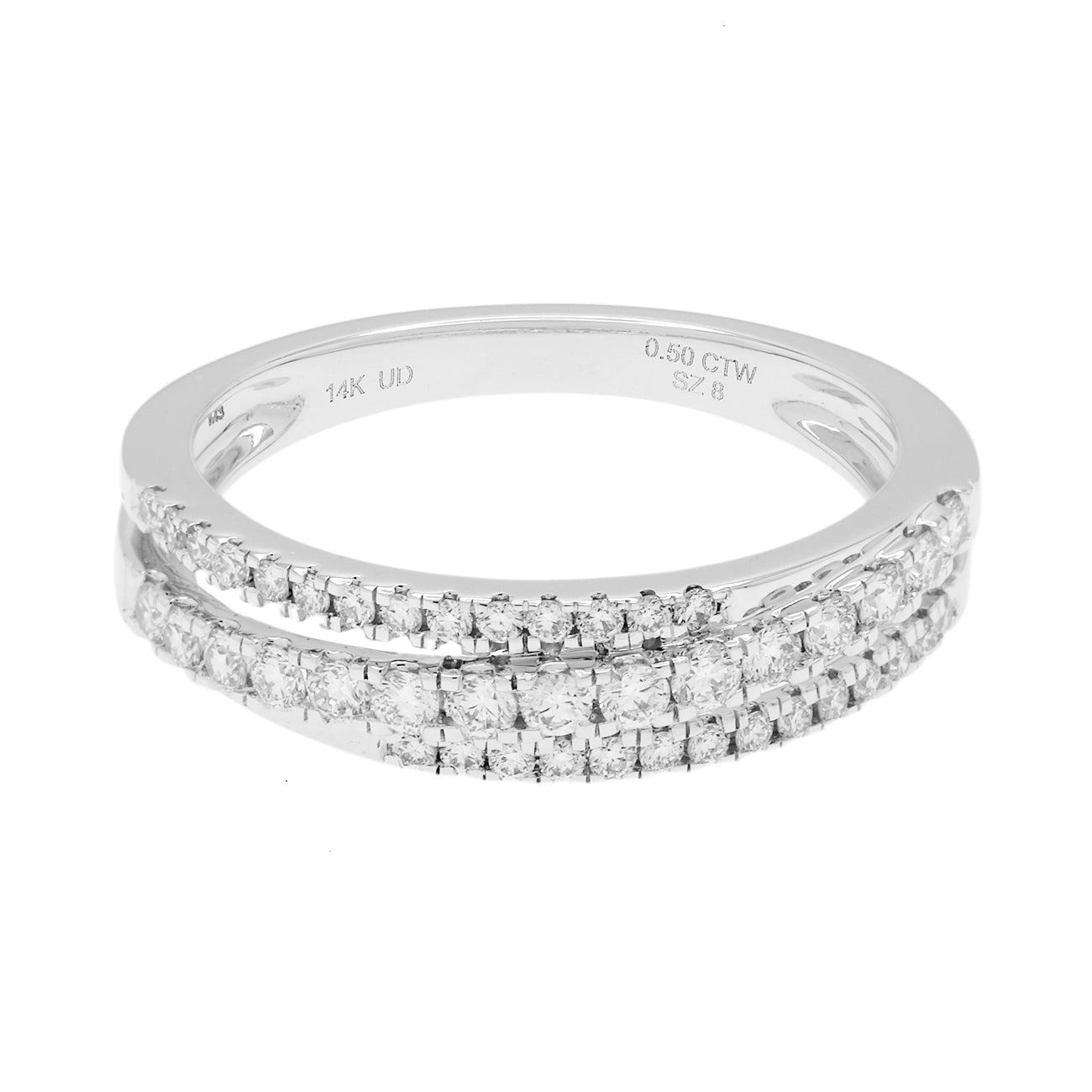 Exclusive 14K White Gold 0.50 Carat Diamond Band Ring — 6.0 — Front View