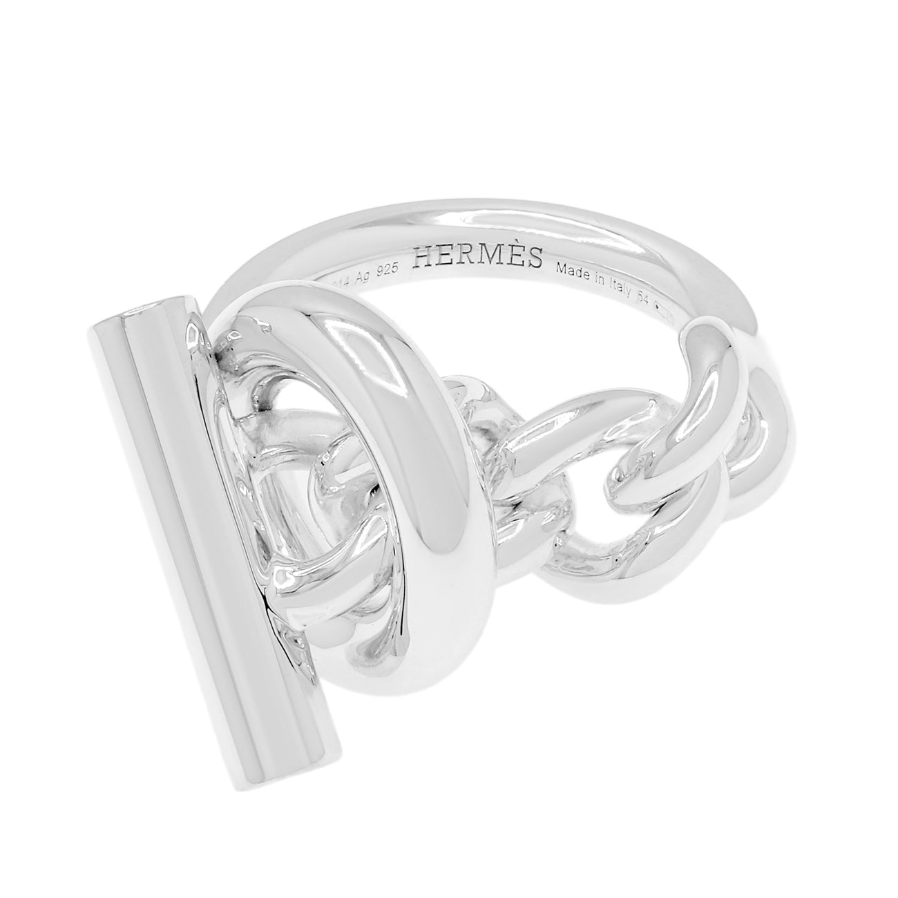 Exclusive Hermes Sterling Silver Large Croisette Ring — Front View
