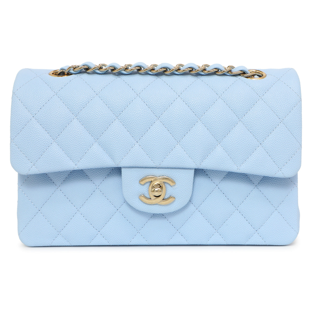 Exclusive Chanel Blue Quilted Caviar Small Classic Double Flap — Side View