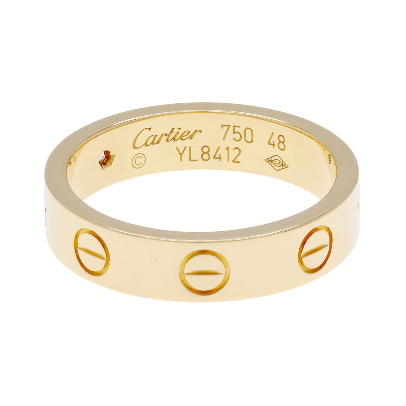 Exclusive Cartier 18K Yellow Gold 1 Diamond Love Wedding Band — Side View