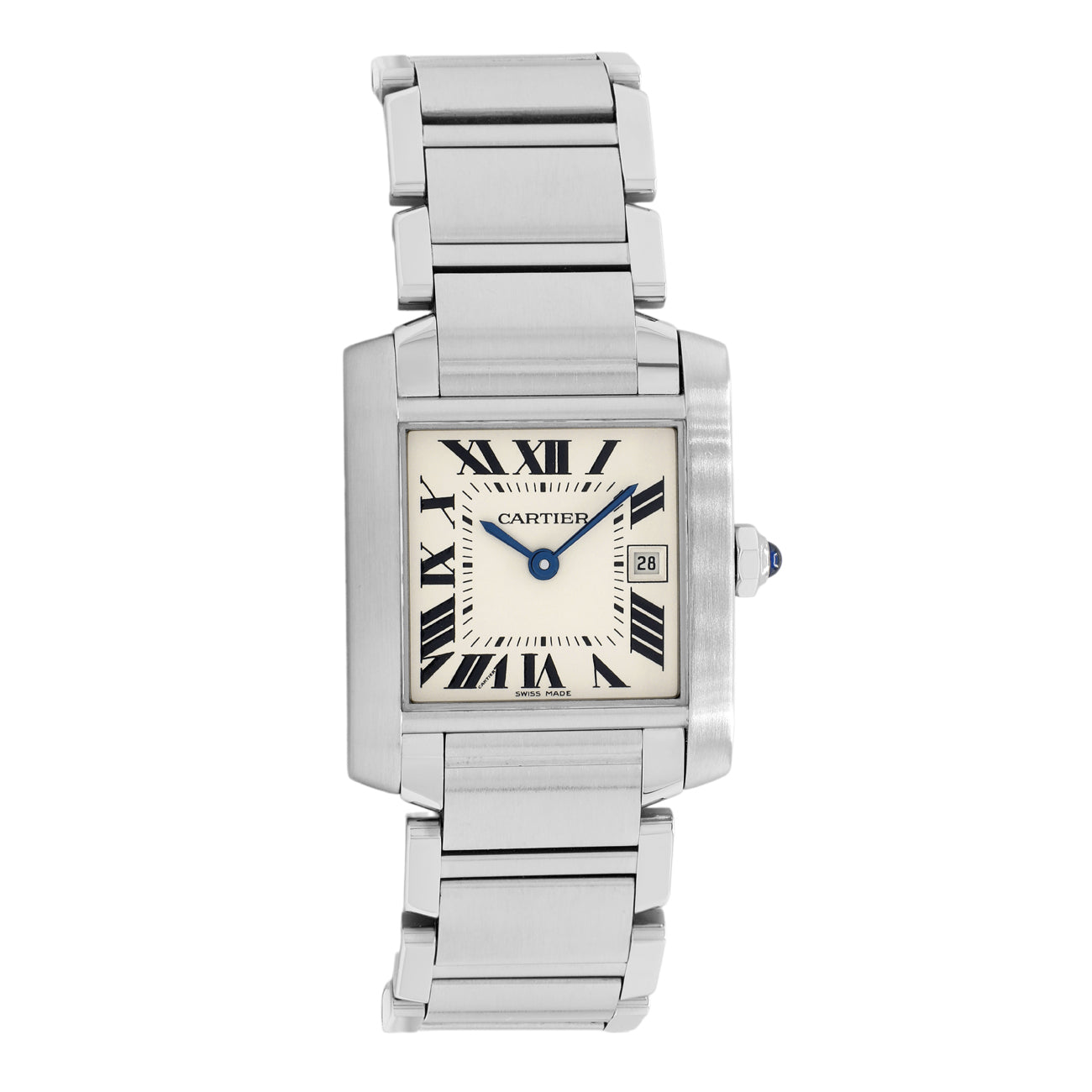 Exclusive Cartier Stainless Steel Tank Francaise W51011Q3 — Front View