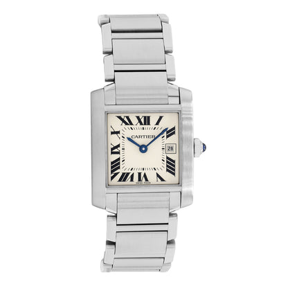 Exclusive Cartier Stainless Steel Tank Francaise W51011Q3 — Front View