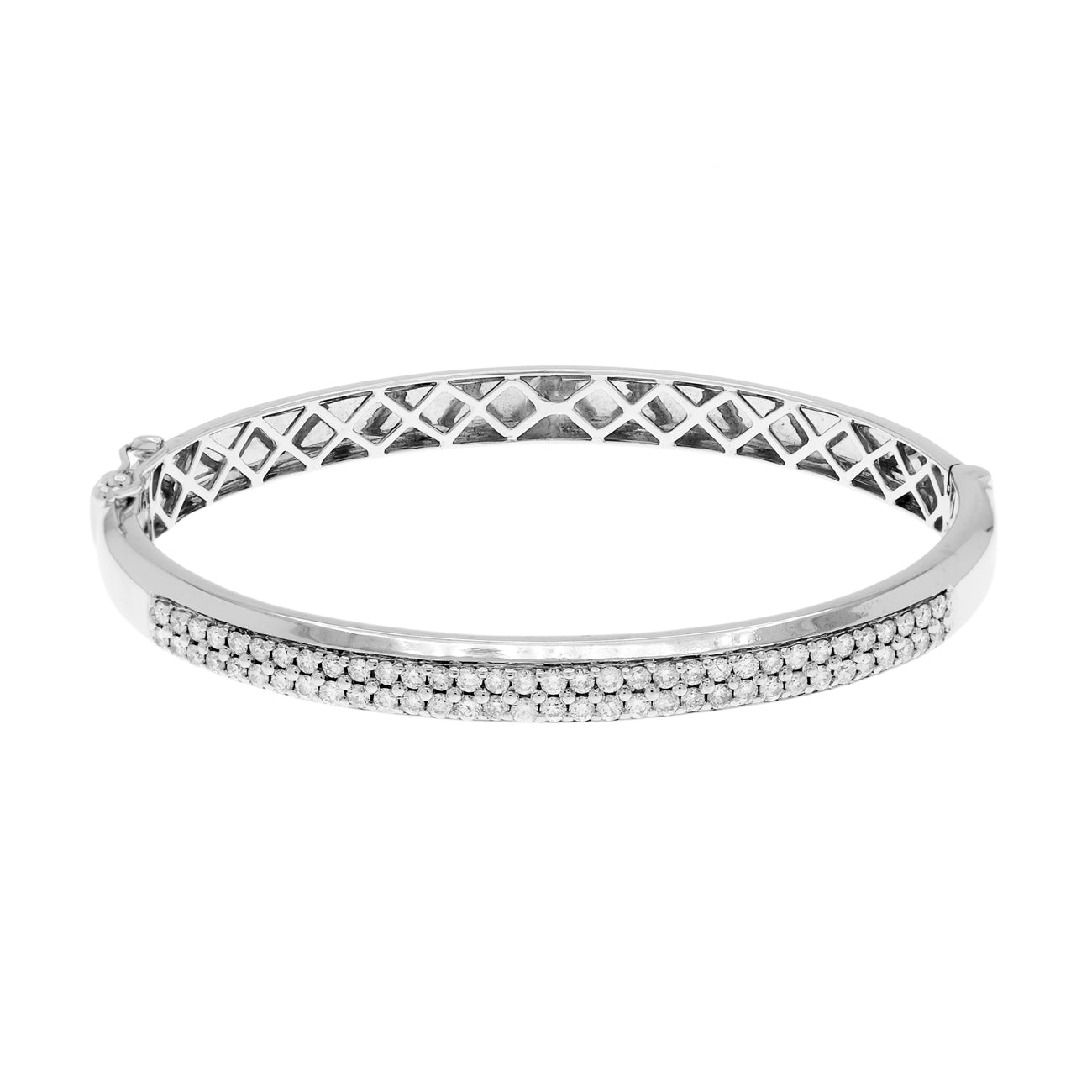 Exclusive 10K White Gold 1.00 Carat Diamond Bangle — Front View