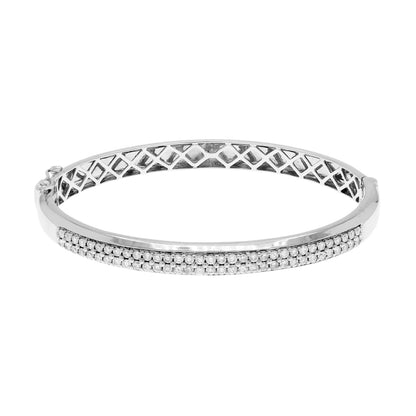Exclusive 10K White Gold 1.00 Carat Diamond Bangle — Front View