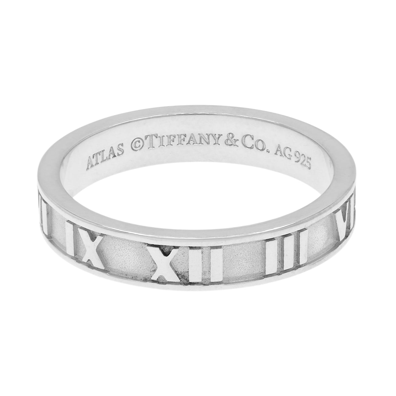 Exclusive Tiffany & Co. Sterling Silver Narrow Atlas Band Ring — Front View
