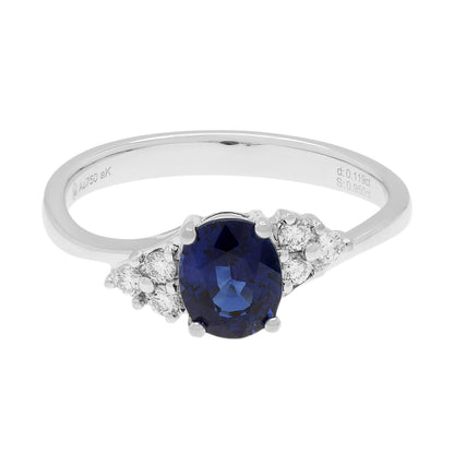 Exclusive 18K White Gold 0.95 Carat Oval Sapphire Ring — 4.0 — Front View