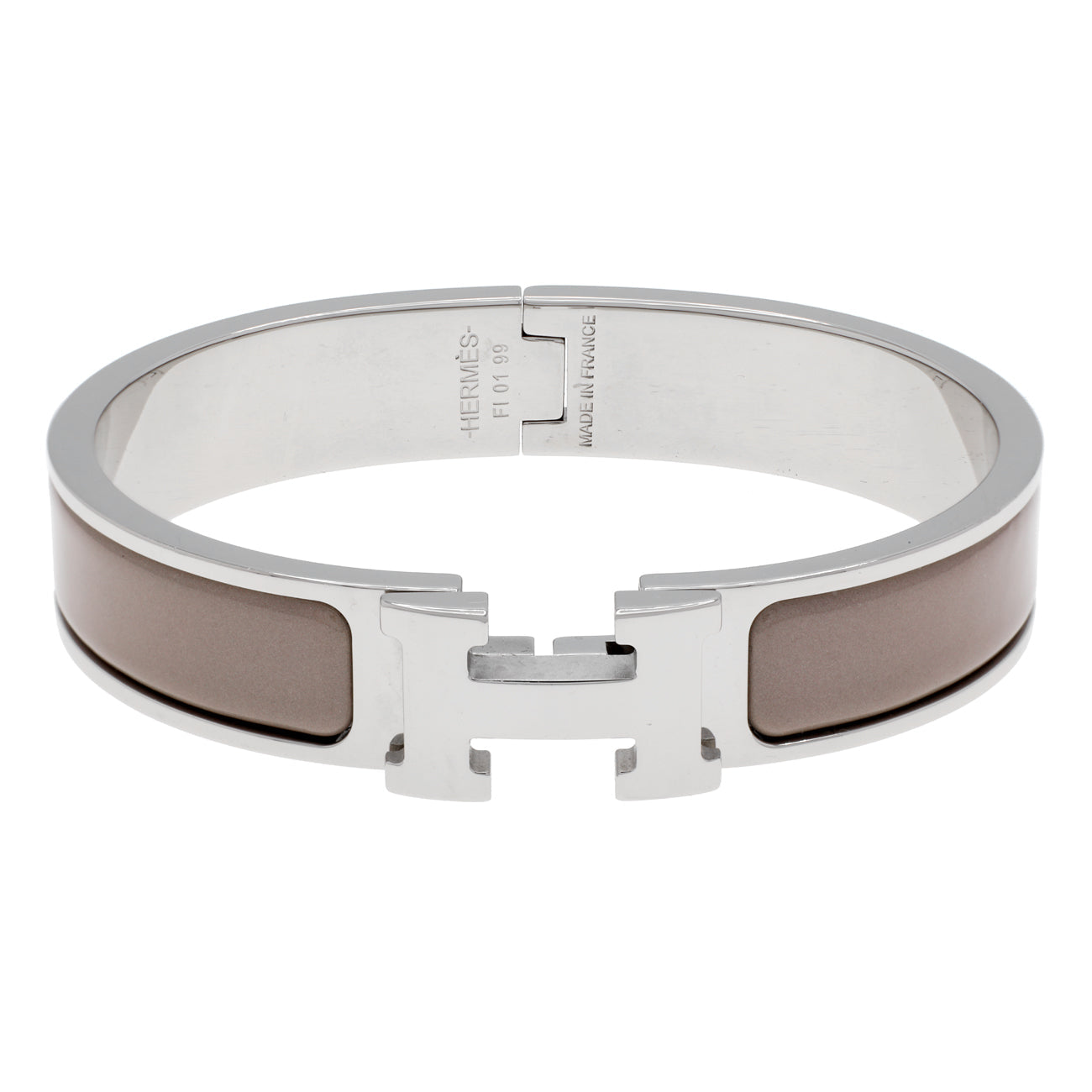 Exclusive Hermes Marron Glace Enamel Clic H Bracelet — Front View