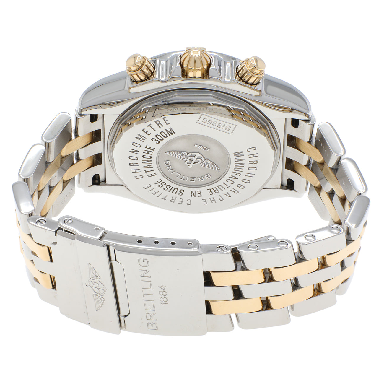 Exclusive Breitling Stainless Steel 18K Yellow Gold Chronomat Evolution B13356 — Side View