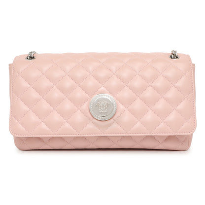 Exclusive Versace Pink Quilted Lambskin Medusa Chain Crossbody — Front View