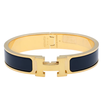 Exclusive Hermes Blue Enamel Clic H Bracelet — Front View
