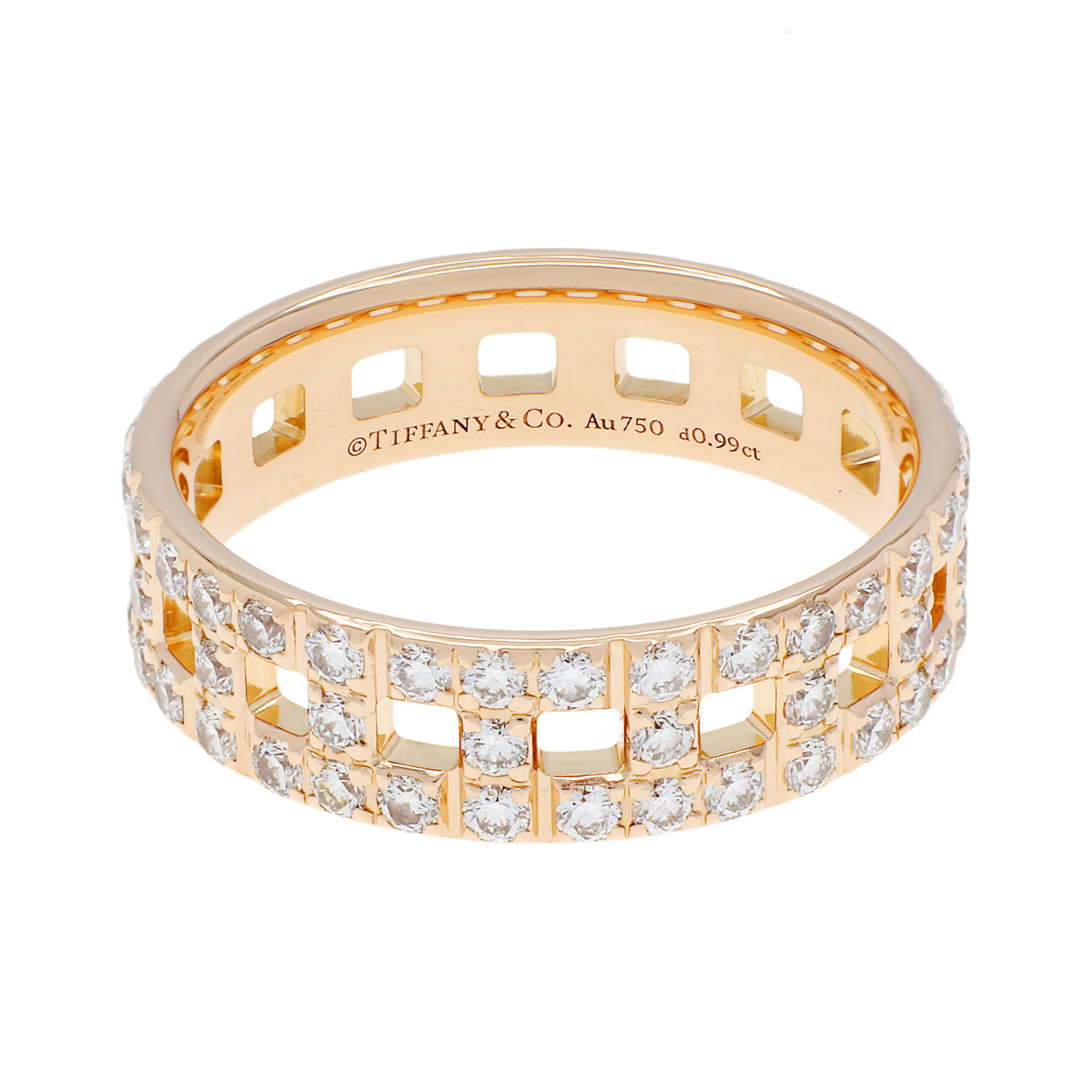 Exclusive Tiffany & Co. 18K Yellow Gold Diamond T True Wide Ring — Front View