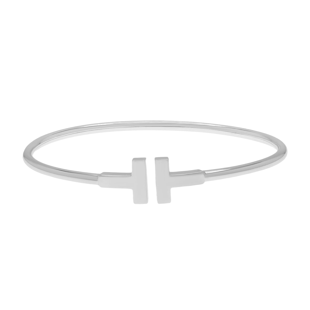Exclusive Tiffany & Co. 18K White Gold T Wire Bracelet — Front View