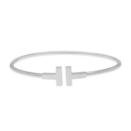Exclusive Tiffany & Co. 18K White Gold T Wire Bracelet — Front View