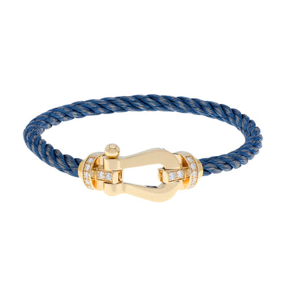 Exclusive FRED 18K Yellow Gold Diamond Force 10 Large Cable Bracelet — Side View