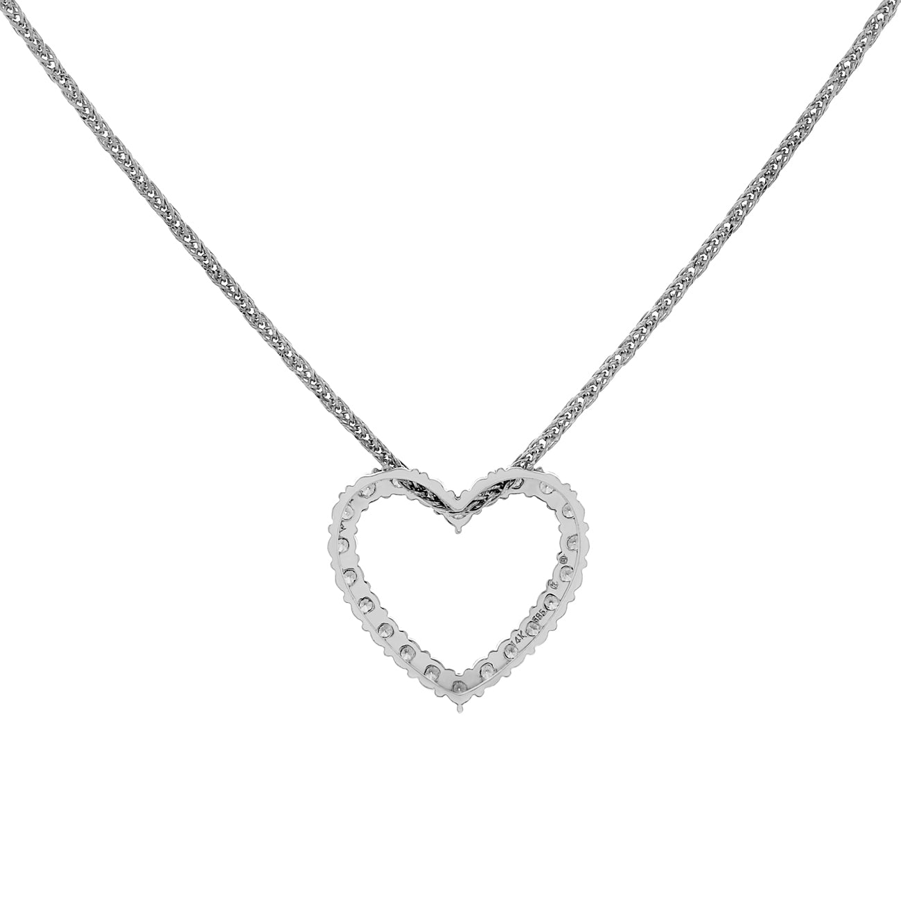 Exclusive 14K White Gold 3.36 Carat Diamond Heart Pendant — Side View