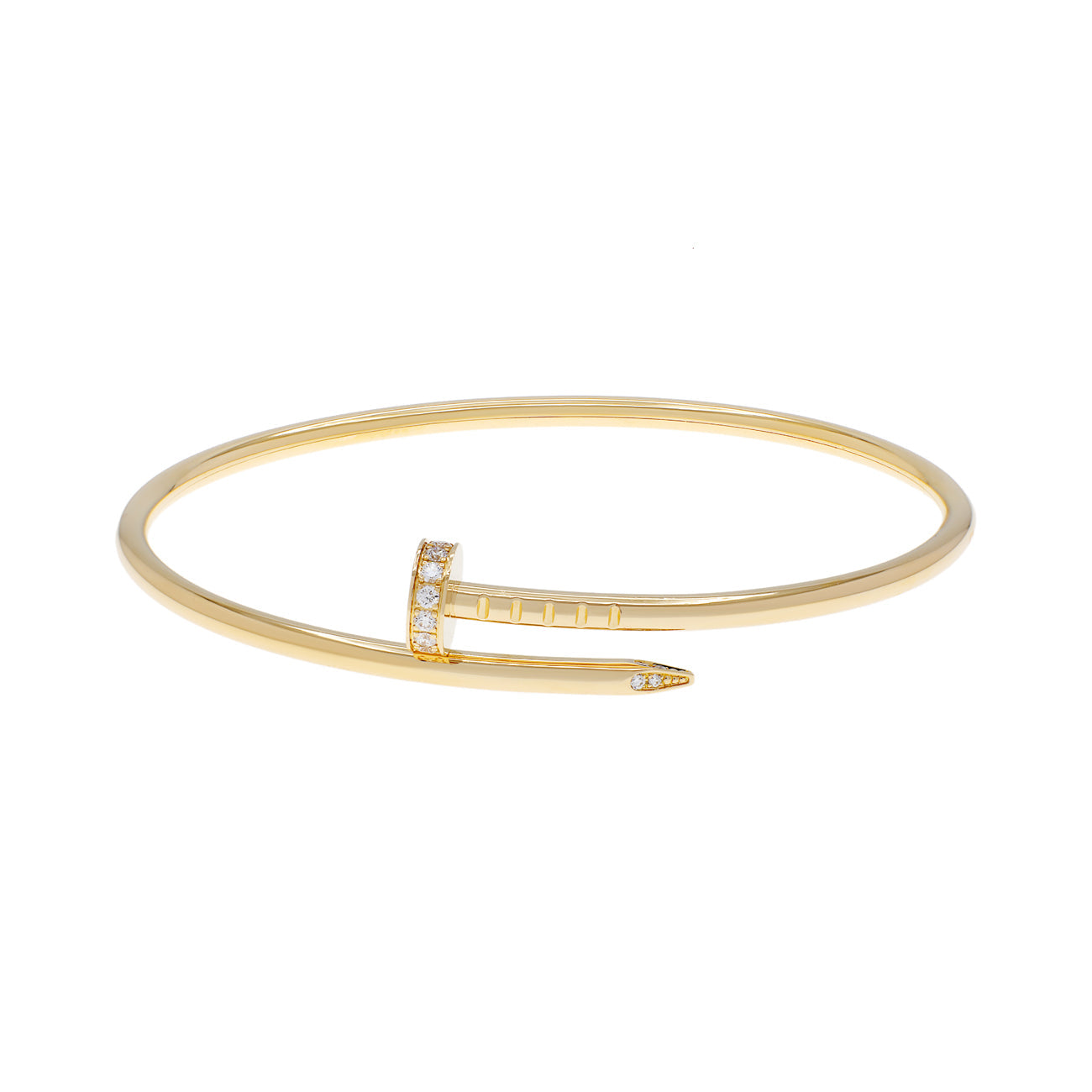 Exclusive Cartier 18K Yellow Gold Diamond Small Juste Un Clou Bracelet — Front View