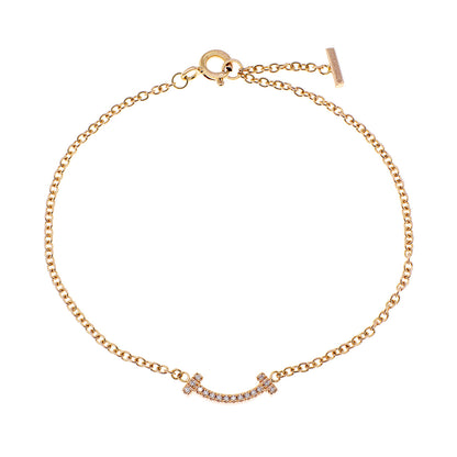 Exclusive Tiffany & Co. 18K Rose Gold Diamond T Smile Bracelet — Front View
