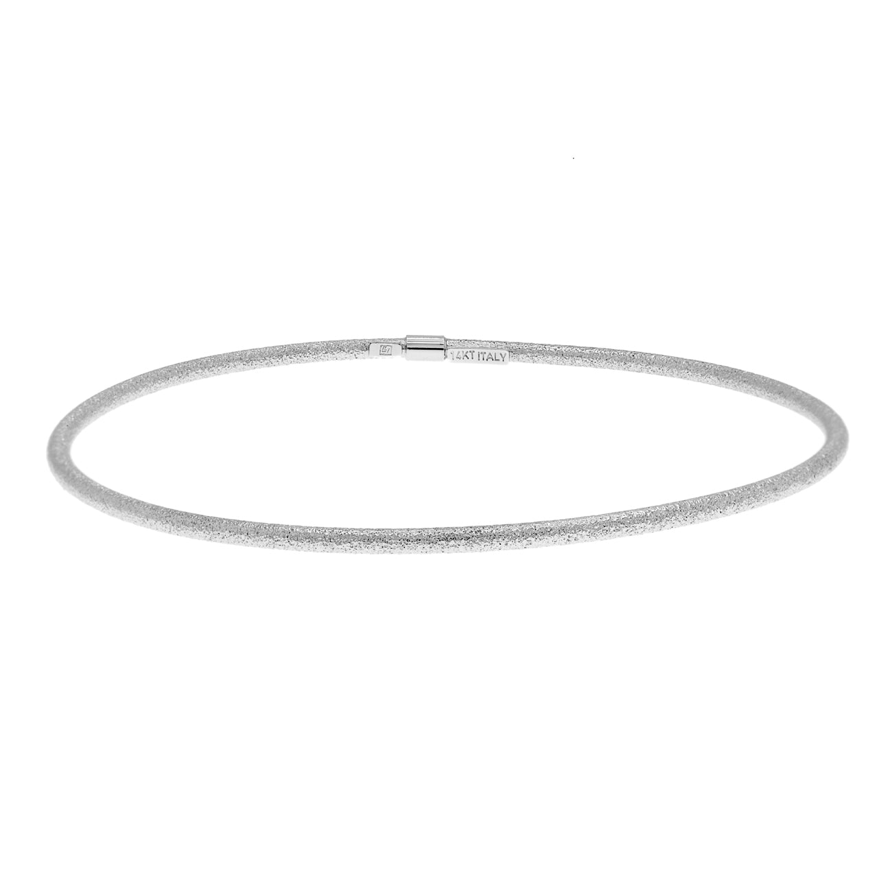 Exclusive 14K White Gold Blasted Bangle — Front View