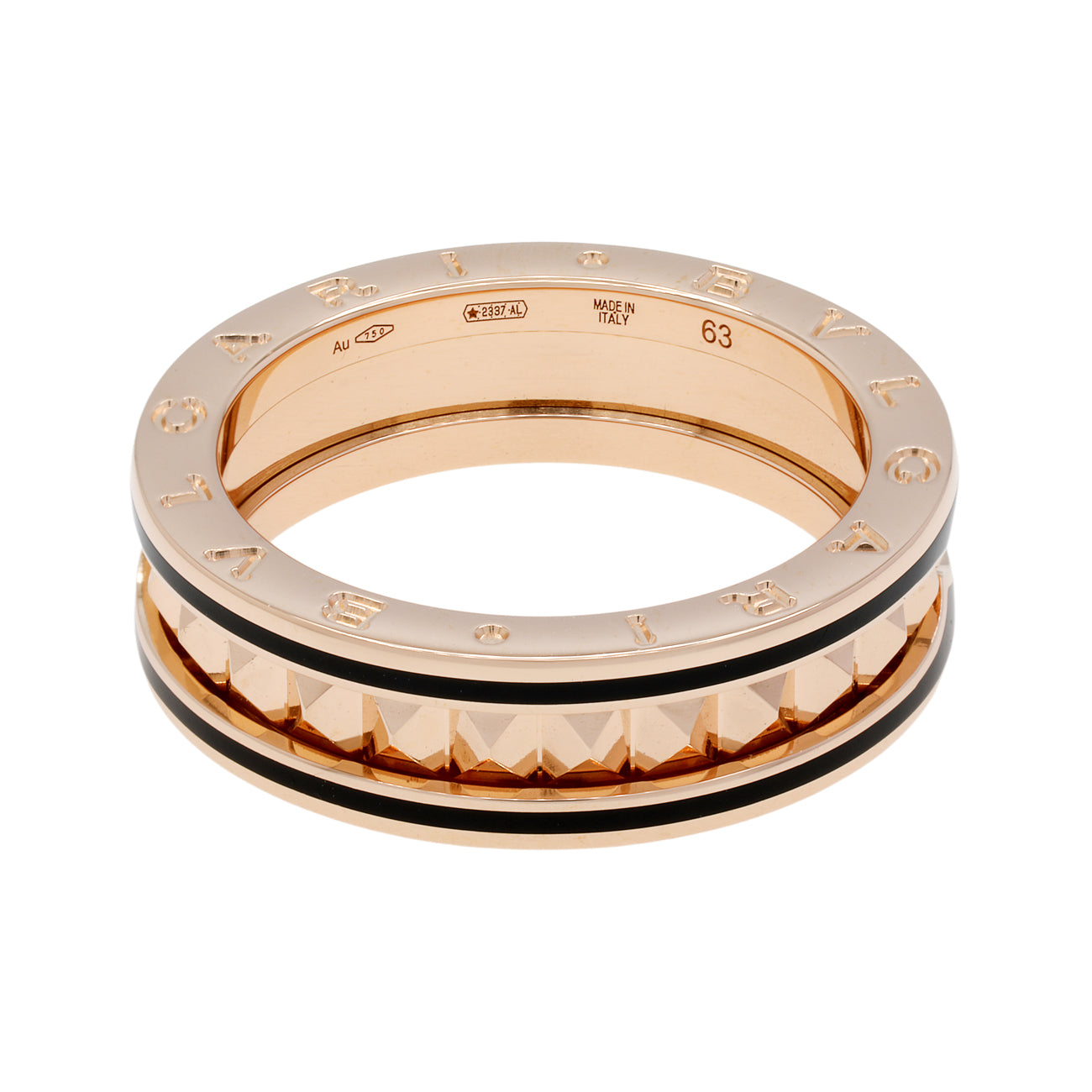 Exclusive Bulgari 18K Rose Gold B.zero1 Rock One-Band Ring — Front View