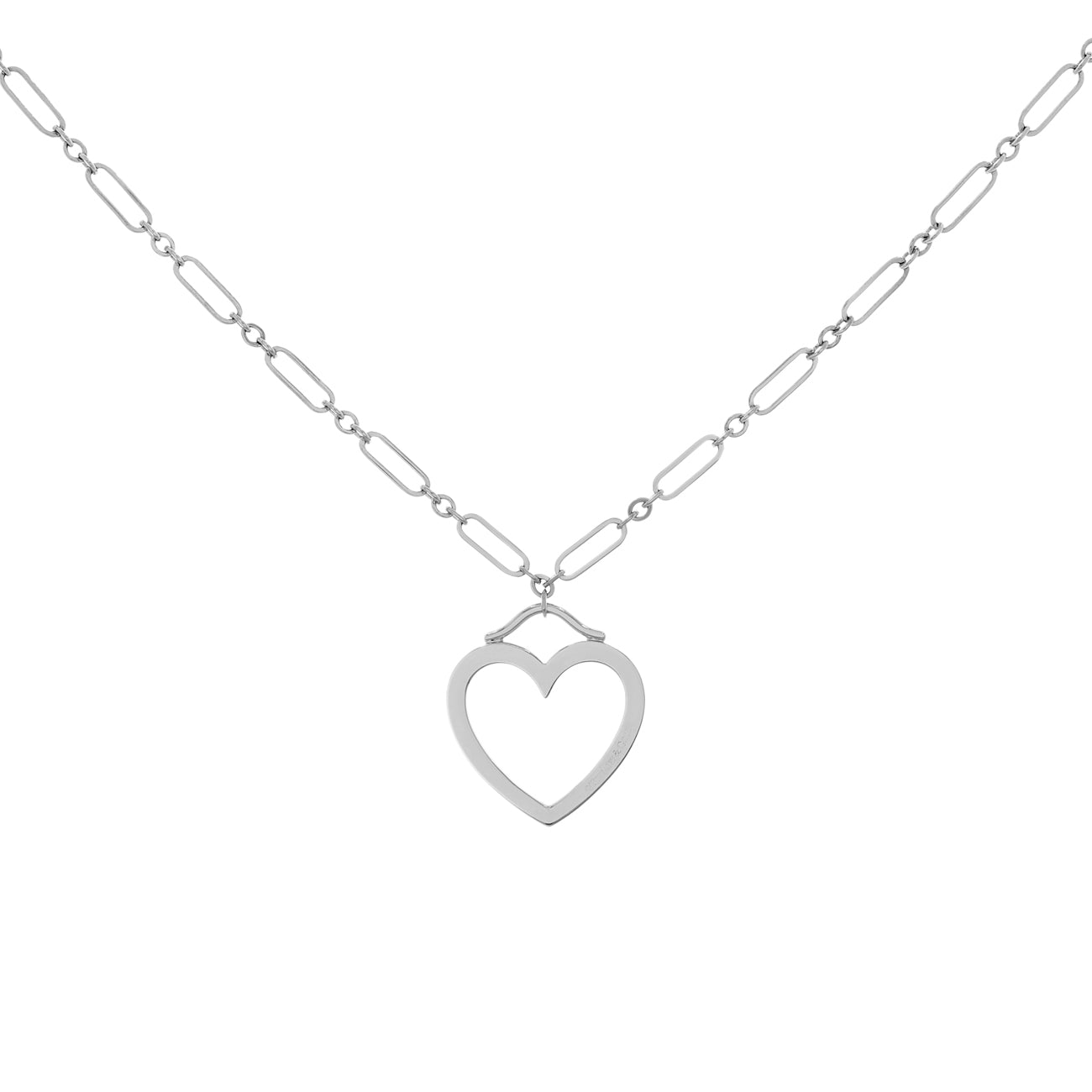 Exclusive Tiffany & Co. 18K White Gold Sentimental Heart Pendant Necklace — Front View