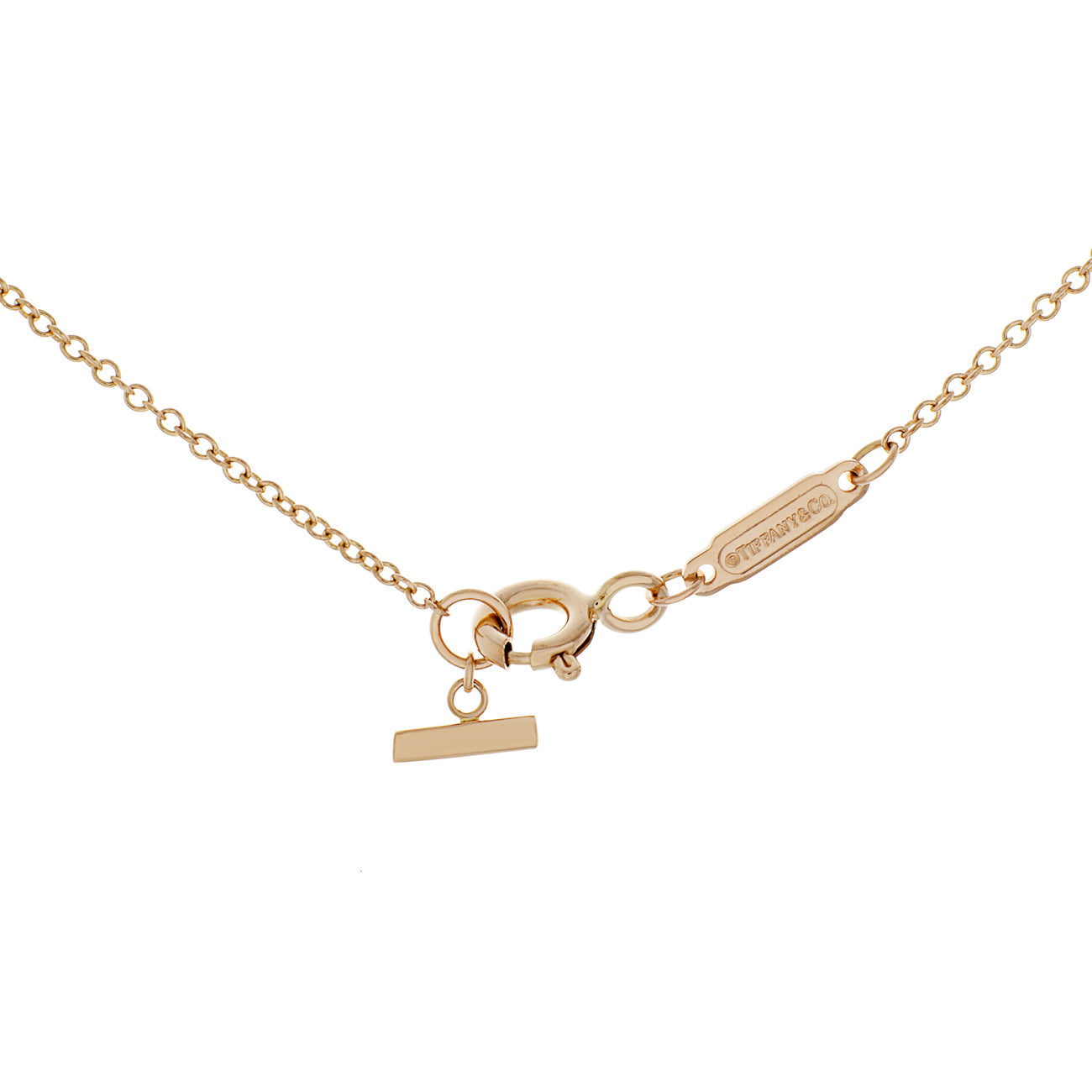 Exclusive Tiffany & Co. 18K Rose Gold Small T Smile Pendant Necklace — Side View