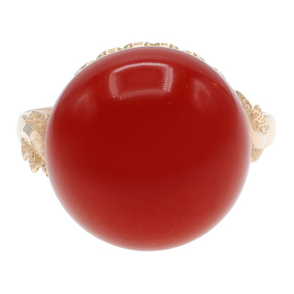Exclusive 14K Rose Gold 13.5mm Coral Ring — 4.25 — Front View