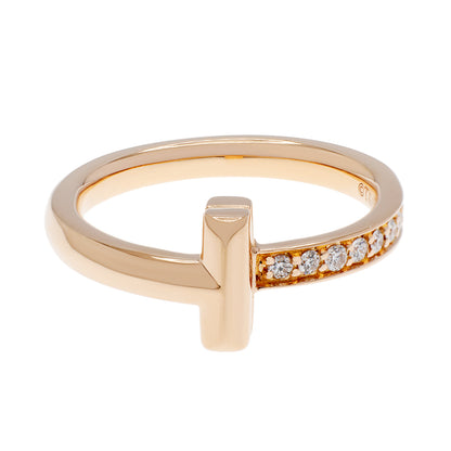 Exclusive Tiffany & Co. 18K Rose Gold Diamond T1 Ring — Front View