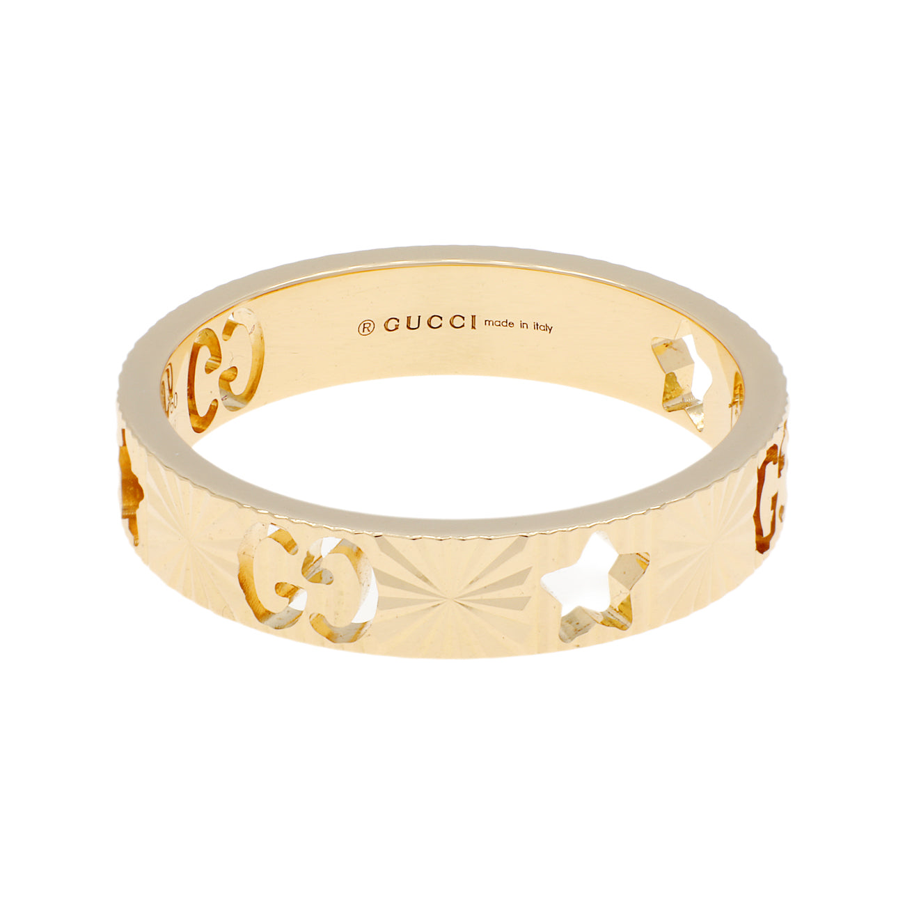 Exclusive Gucci 18K Yellow Gold Icon Heart Band Ring — Front View
