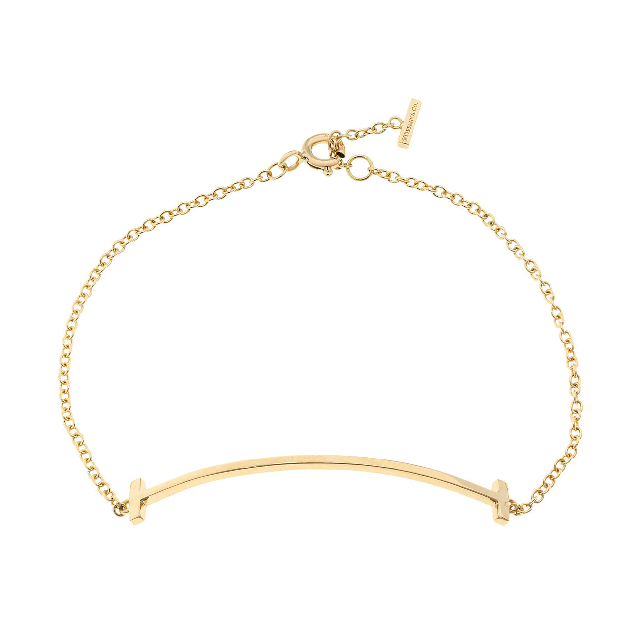 Exclusive Tiffany & Co. 18K Yellow Gold T Smile Bracelet — Front View