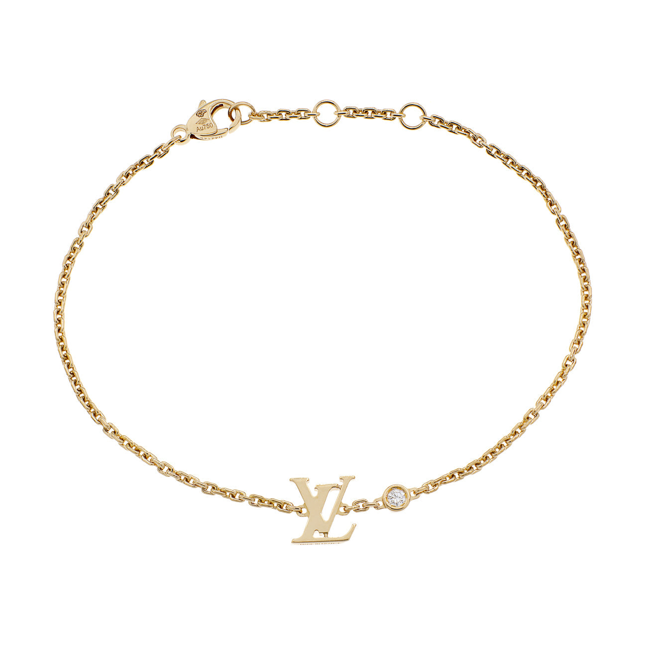 Exclusive Louis Vuitton 18K Yellow Gold Diamond LV Idylle Blossom Bracelet — Front View