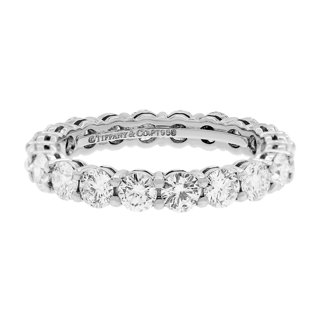 Exclusive Tiffany & Co. Platinum Diamond 3mm Forever Eternity Ring — Front View
